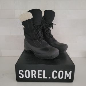 Sorel Cumberland Lace-Up Waterproof Insulated Winter Snow Boot Faux Fur Black